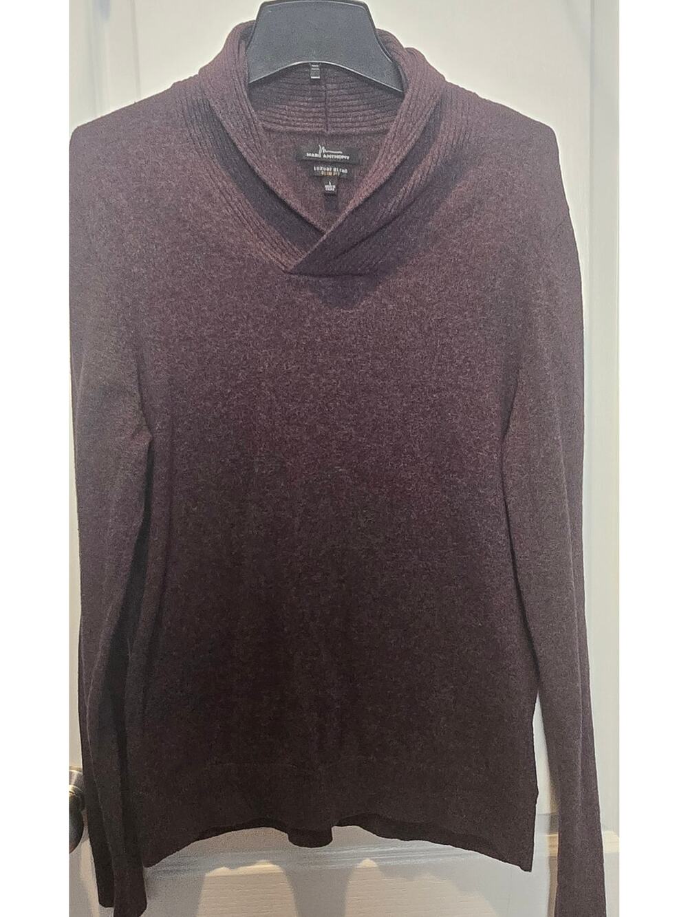 Cotton cashmere wool Marc Anthony sweater slim fit sz L shawl neck